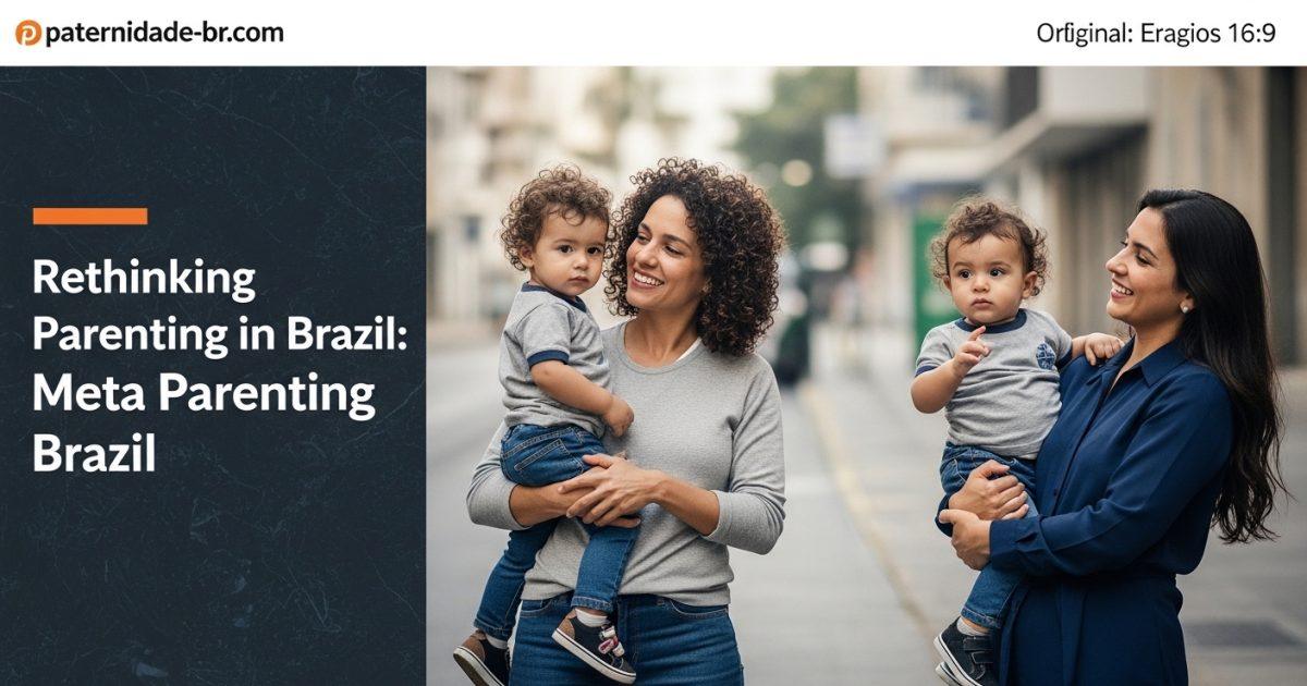 Brazilian parents and child in a warm living room discussing development and education