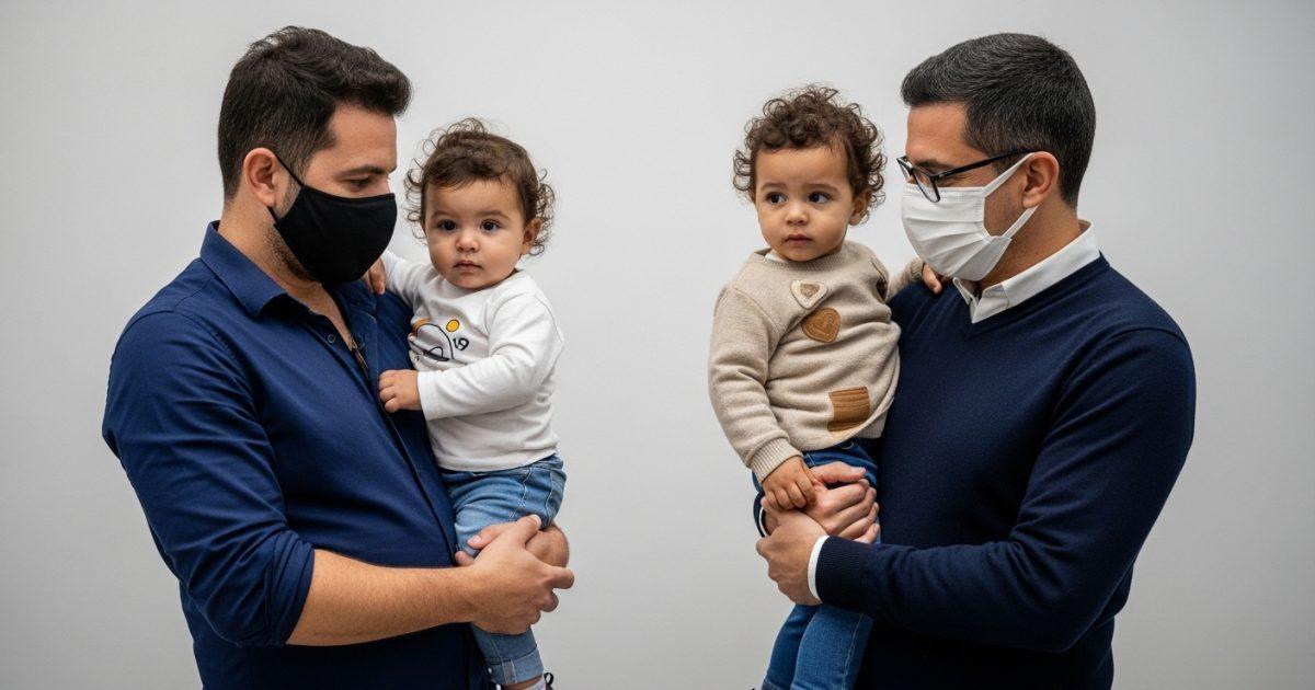 Brazilian father and child working together at a kitchen table in a well-lit home.