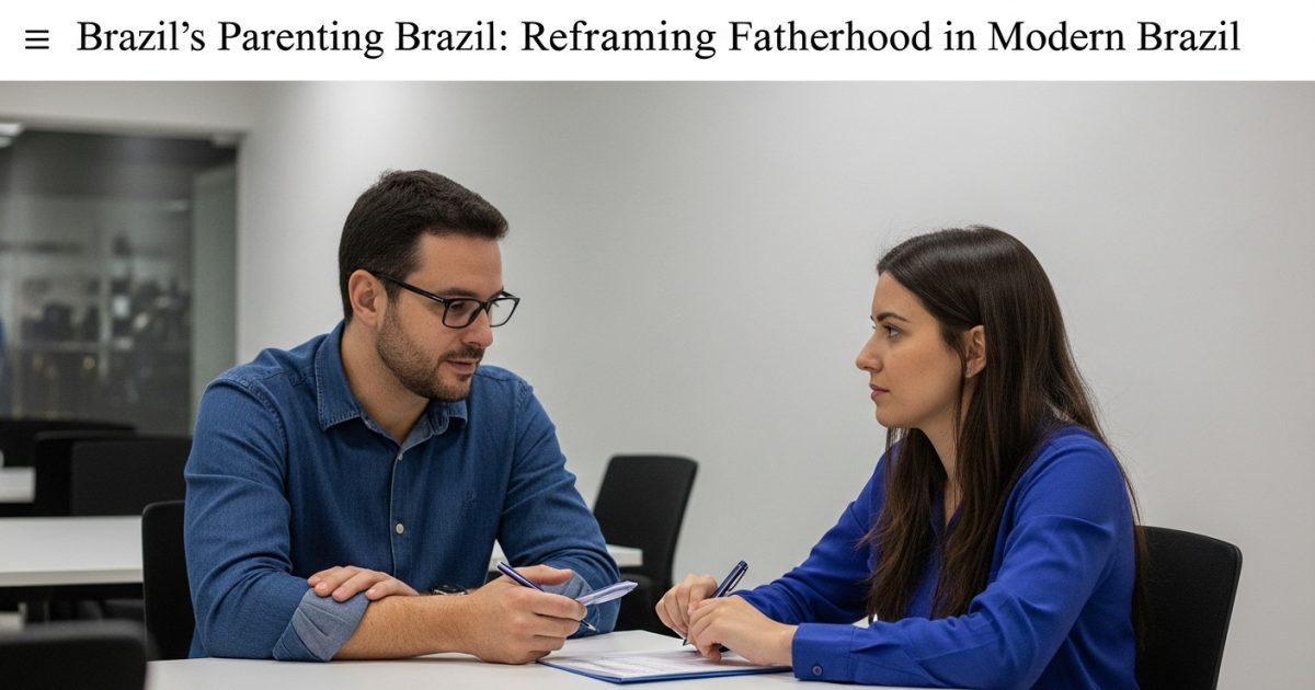 Brazilian father and child working together at a kitchen table in a well-lit home.