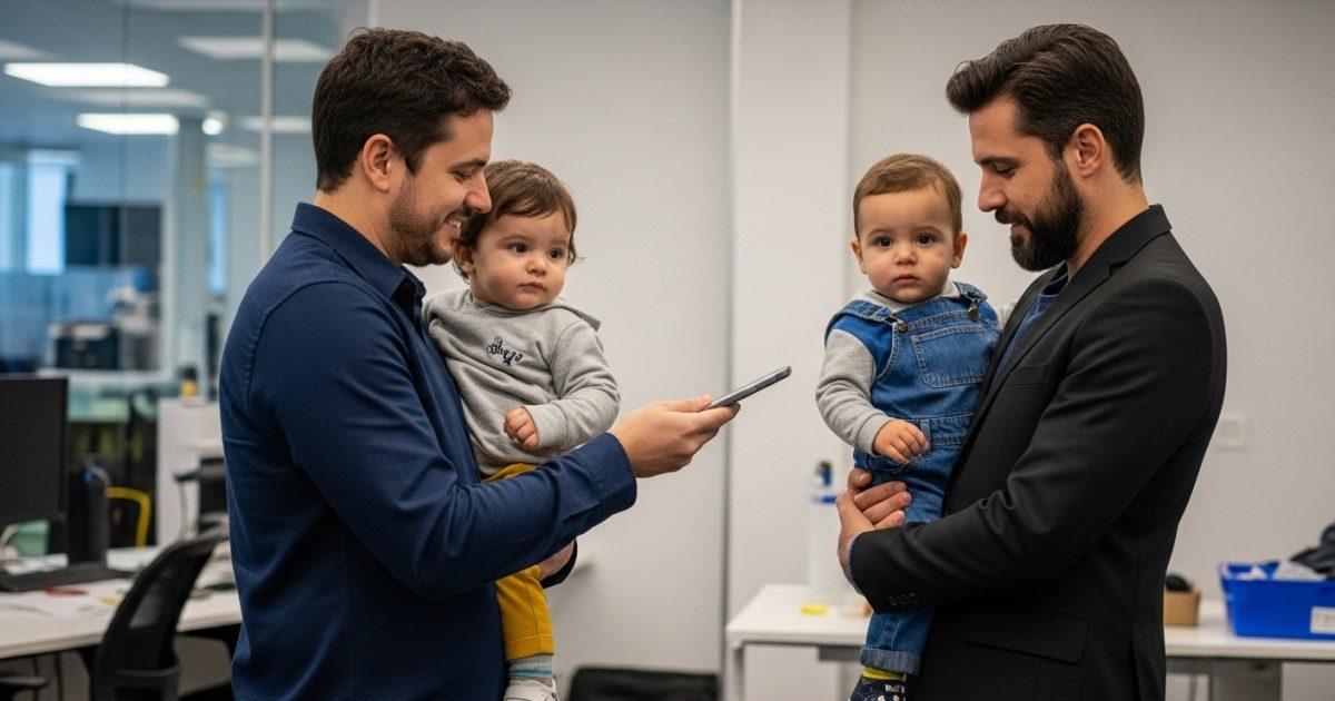 Brazilian father and child working together at a kitchen table in a well-lit home.