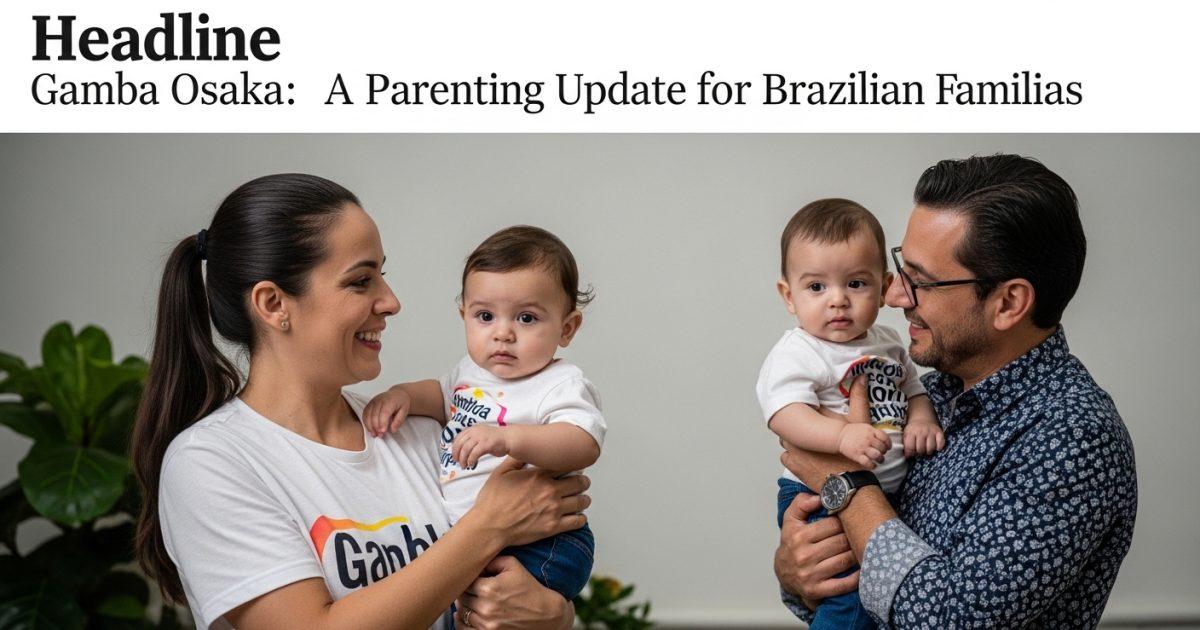 Brazilian family watching a Gamba Osaka game at home with a child practicing football nearby