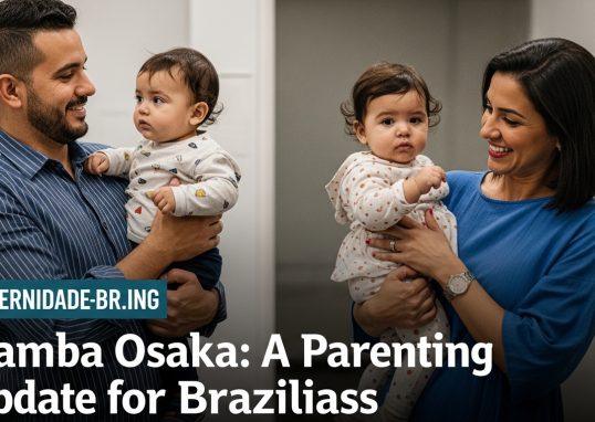 Brazilian family watching a Gamba Osaka game at home with a child practicing football nearby
