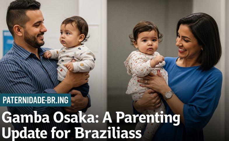 Brazilian family watching a Gamba Osaka game at home with a child practicing football nearby
