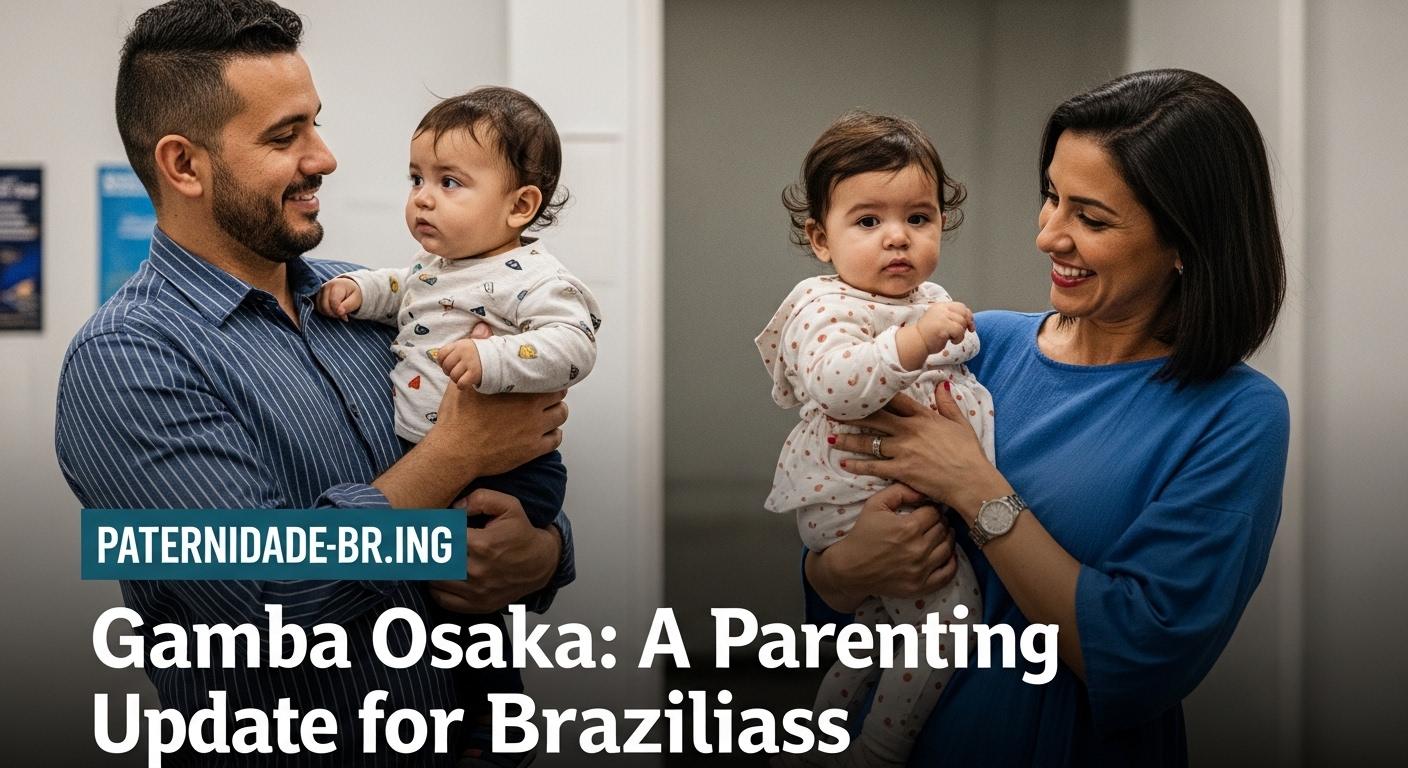 Brazilian family watching a Gamba Osaka game at home with a child practicing football nearby