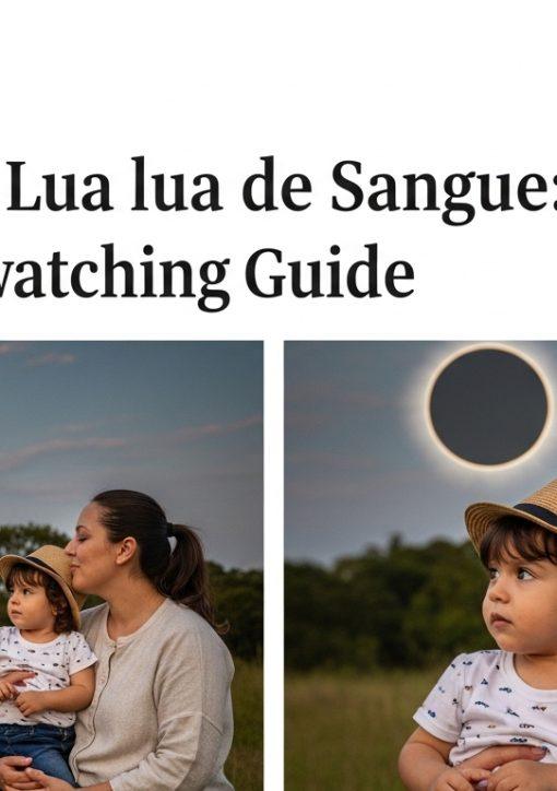 Family viewing a blood moon eclipse from their home at night