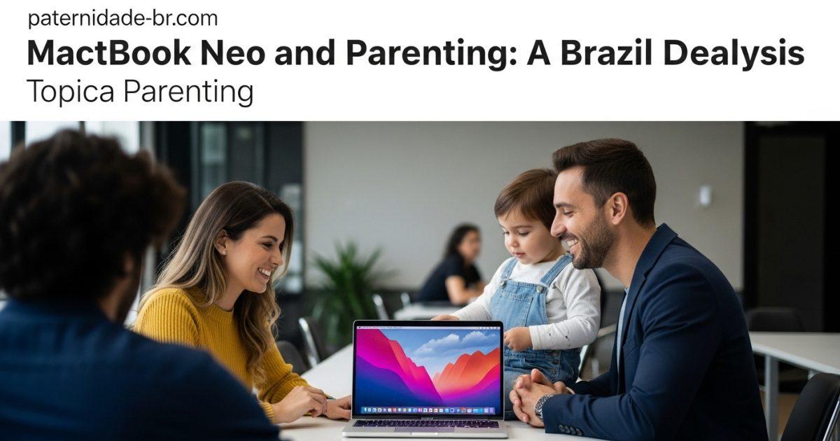 Parent using MacBook Neo at home with child nearby