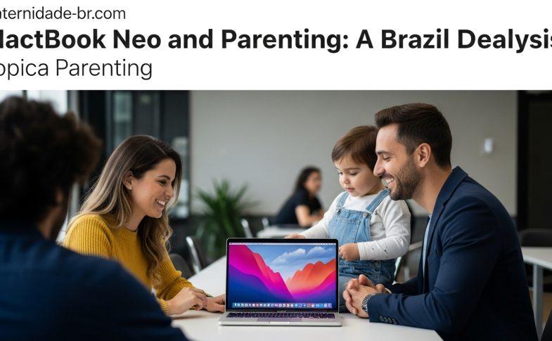 Parent using MacBook Neo at home with child nearby