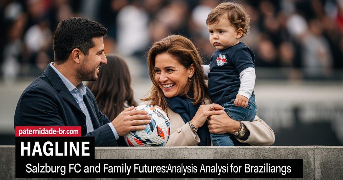 Family watching a youth soccer match with a Salzburg FC banner in the background.