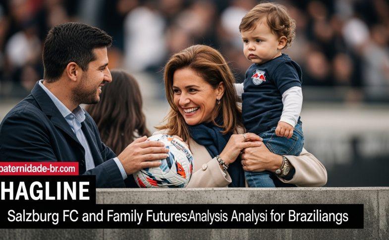 Family watching a youth soccer match with a Salzburg FC banner in the background.