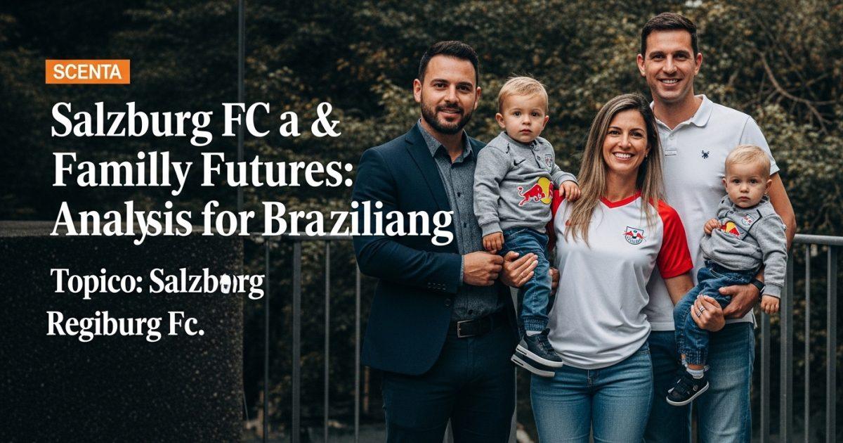 Family watching a youth soccer match with a Salzburg FC banner in the background.