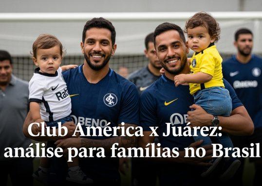 Family watching Club América x Juárez game in a Brazilian living room, with educational vibes and teamwork.