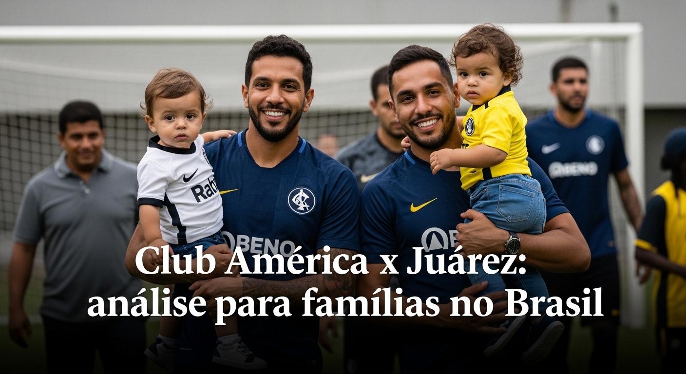 Family watching Club América x Juárez game in a Brazilian living room, with educational vibes and teamwork.