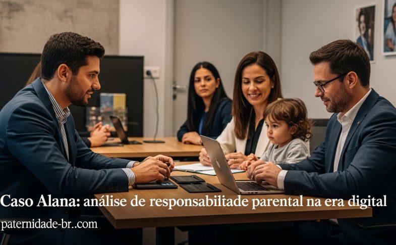 Editor de paternidade revisando fontes de cobertura de caso Alana em um ambiente doméstico, com foco em educação e limit