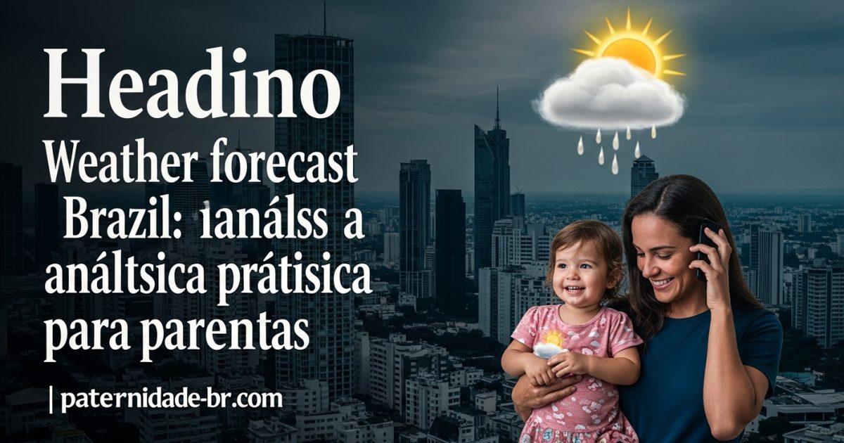 Família se preparando para o frio com mapa do Brasil e ícones de previsão do tempo