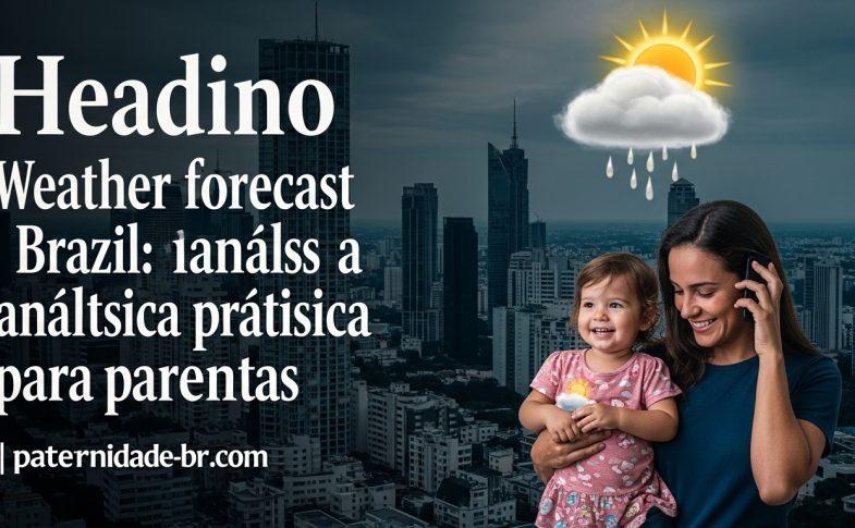 Família se preparando para o frio com mapa do Brasil e ícones de previsão do tempo