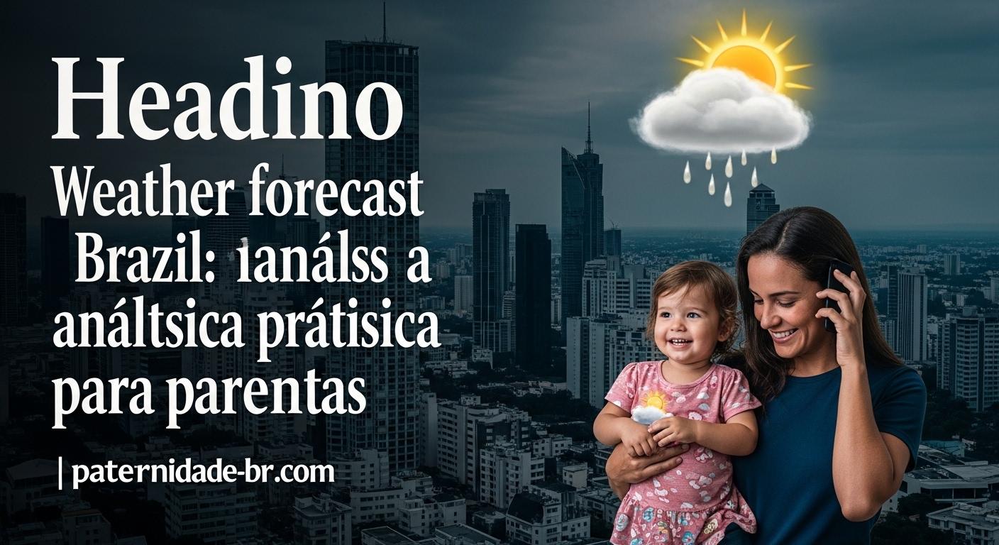 Família se preparando para o frio com mapa do Brasil e ícones de previsão do tempo