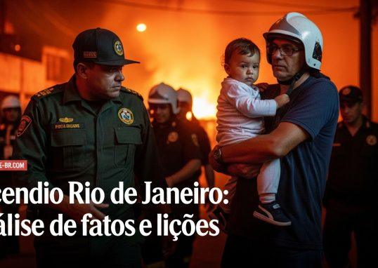 Bombeiros na atuação durante incêndio em loja de peças para motos na Zona Norte do Rio de Janeiro, Brasil