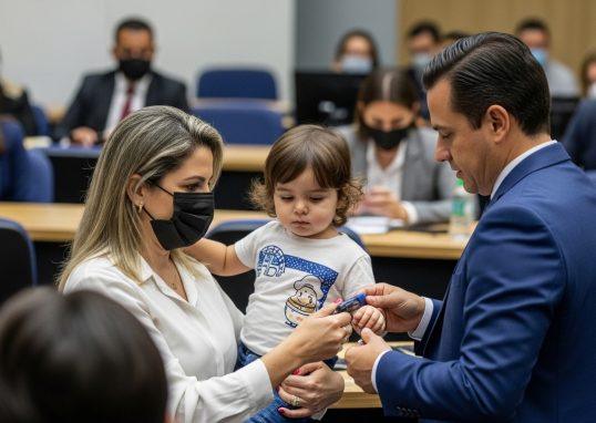 Brazilian family at kitchen table with tax documents during imposto de renda 2026 season