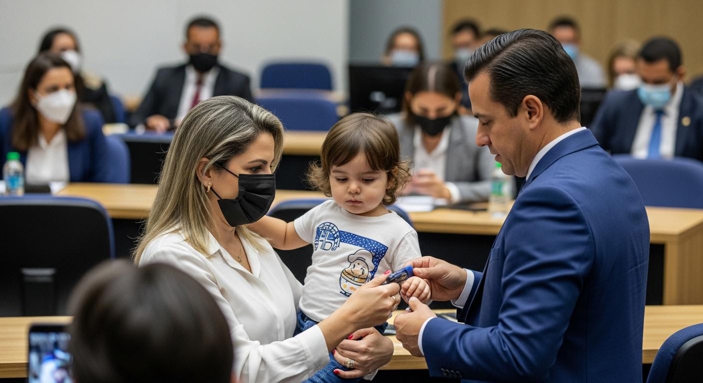 Brazilian family at kitchen table with tax documents during imposto de renda 2026 season