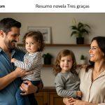 Editorial collage of a Brazilian family watching television and discussing parenting themes.