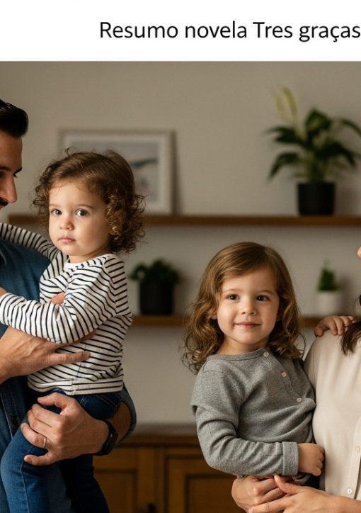 Editorial collage of a Brazilian family watching television and discussing parenting themes.