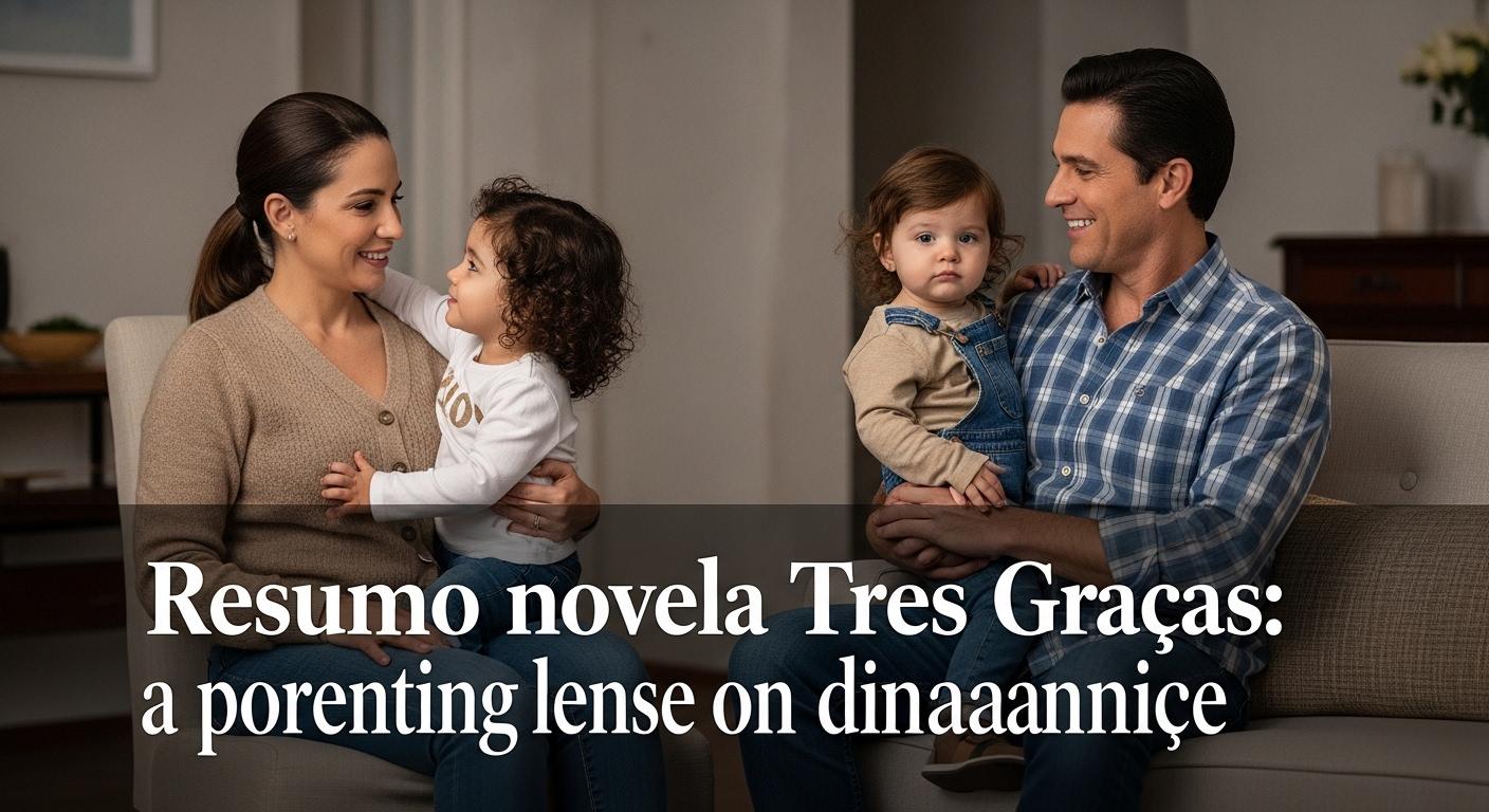 Editorial collage of a Brazilian family watching television and discussing parenting themes.