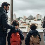 Family indoors, dressed for frio, preparing for frente fria previsão