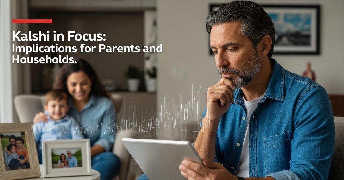 Parent evaluating Kalshi market news on a tablet at home