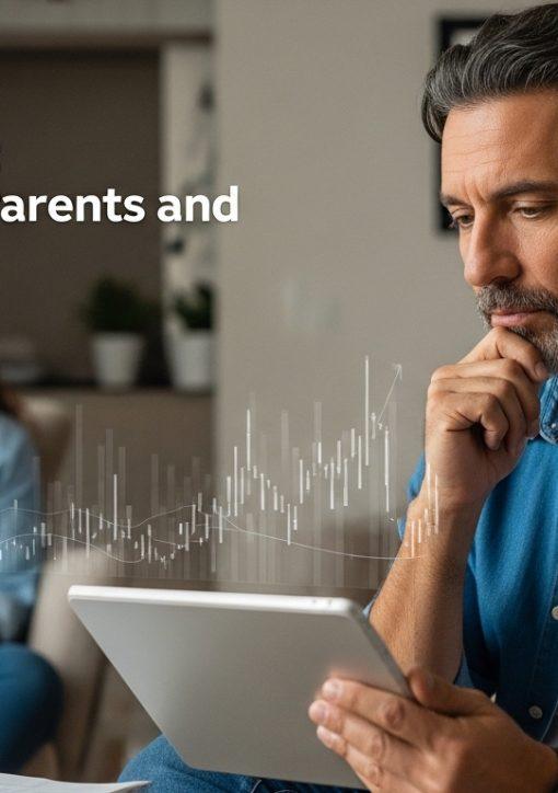 Parent evaluating Kalshi market news on a tablet at home